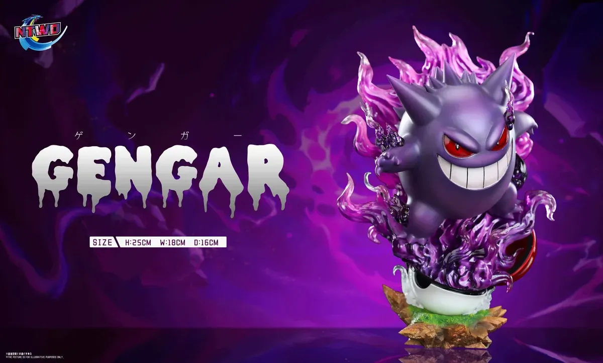 "Exquisite Gengar 3.0 resin statue in a dynamic pose. Features a vibrant translucent aura, menacing expression, and captivating dynamic translucent."