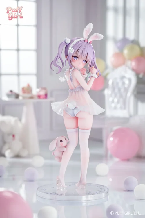 "Exquisite 1/6 White Rabbit Angel figure, an enchanting angelic girl with large rabbit ears and flowing purple twin tails. Premium original statue."