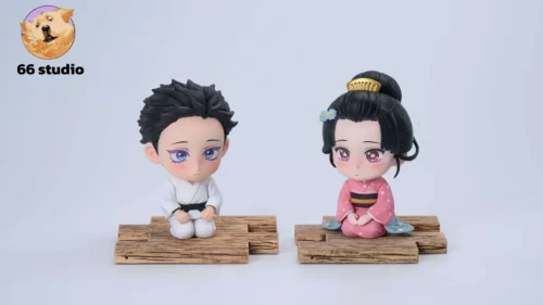 "Elegant Demon Slayer Hakuji & Koyuki statue by 66 Studio, showcasing their poignant romance with combinable display figures."