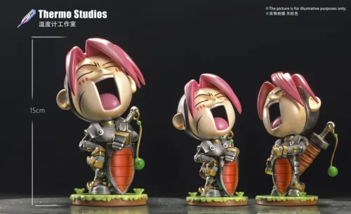 "Vibrant and authentic MapleStory Warrior chibi resin figure in a dynamic pose, showcasing classic game aesthetics and playful charm."