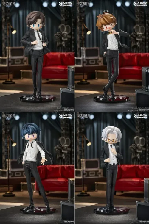 "Premium 1/8 Tears of Themis Artem, Luke, Vyn & Marius Secret Heist figures by APEX Studio, featuring dynamic poses and interchangeable heads."