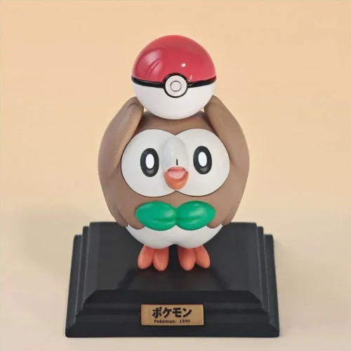 "Ultra-Limited 1/10 Rowlet Pokémon figure by miumiu Studio, detailed from a unique angle, showcasing its vibrant sculpt and nature-inspired base."