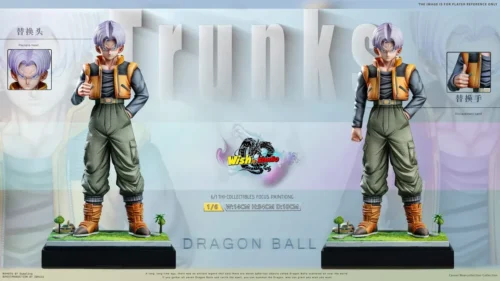 "Limited Edition 1/6 Dragon Ball Trunks resin statue by Wish.Studio, capturing the iconic character in a stylish, confident modern cool pose."