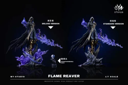 "Dynamic 1/7 Flame Reaver Honkai: Star Rail custom statue by Moyao Studio. This limited edition figure showcases fiery dark fantasy effects."