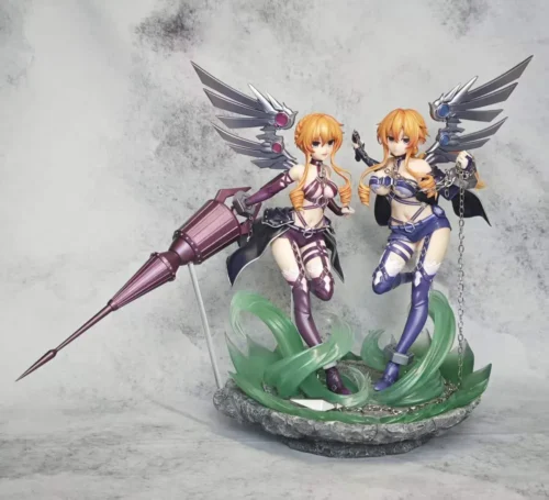 "Premium Date A Live statue of Yamai Kaguya & Yamai Yuzuru, dynamically posed with stunning, intricate ethereal wing effects."