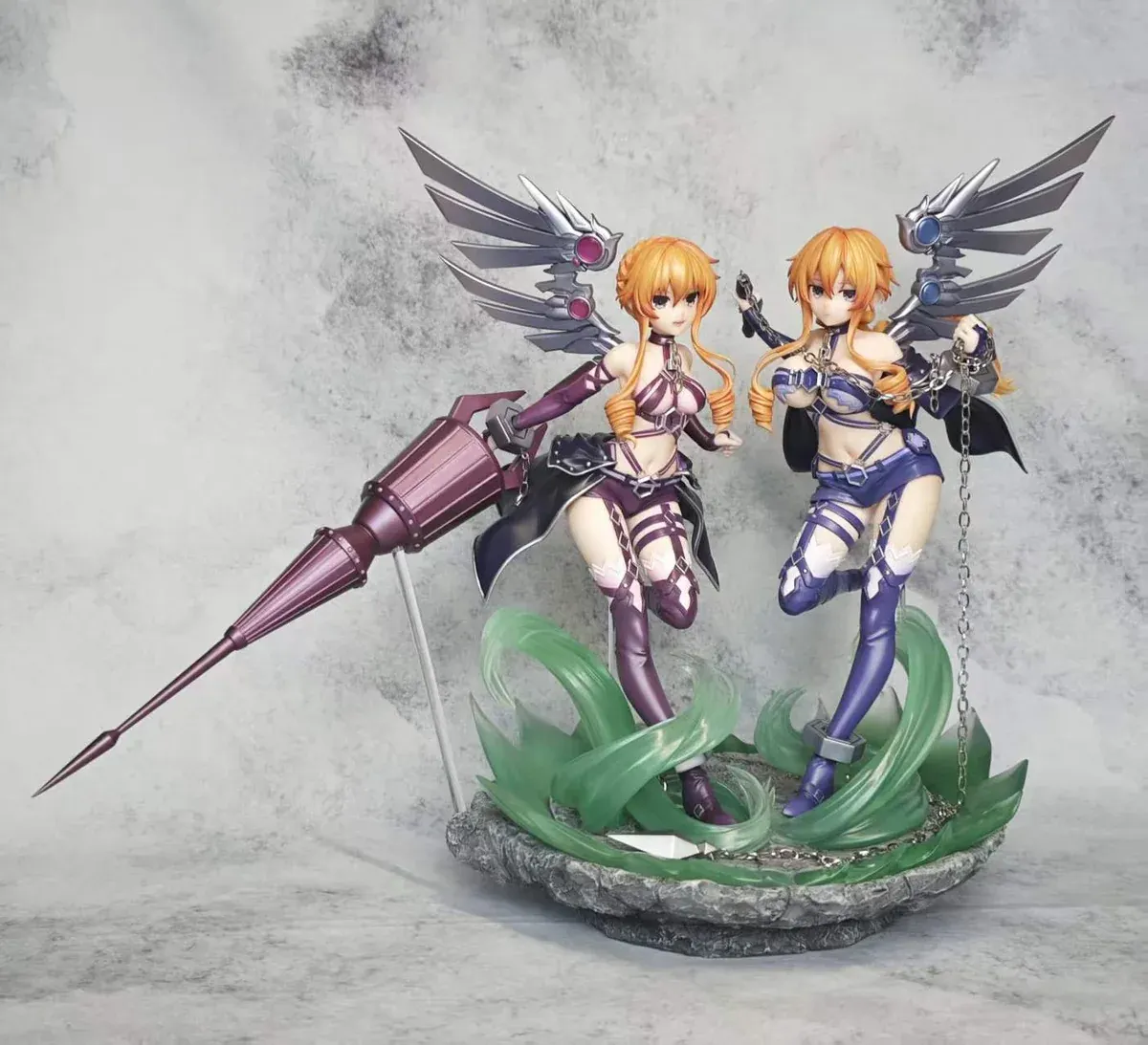 "Premium Date A Live statue of Yamai Kaguya & Yamai Yuzuru, dynamically posed with stunning, intricate ethereal wing effects."