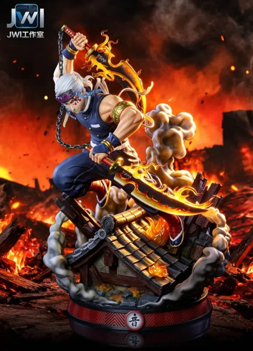 "Dynamic 1/6 Uzui Tengen Demon Slayer statue by JWI Studio. An ultra-limited edition showcasing exquisite craftsmanship and Sound Hashira power."