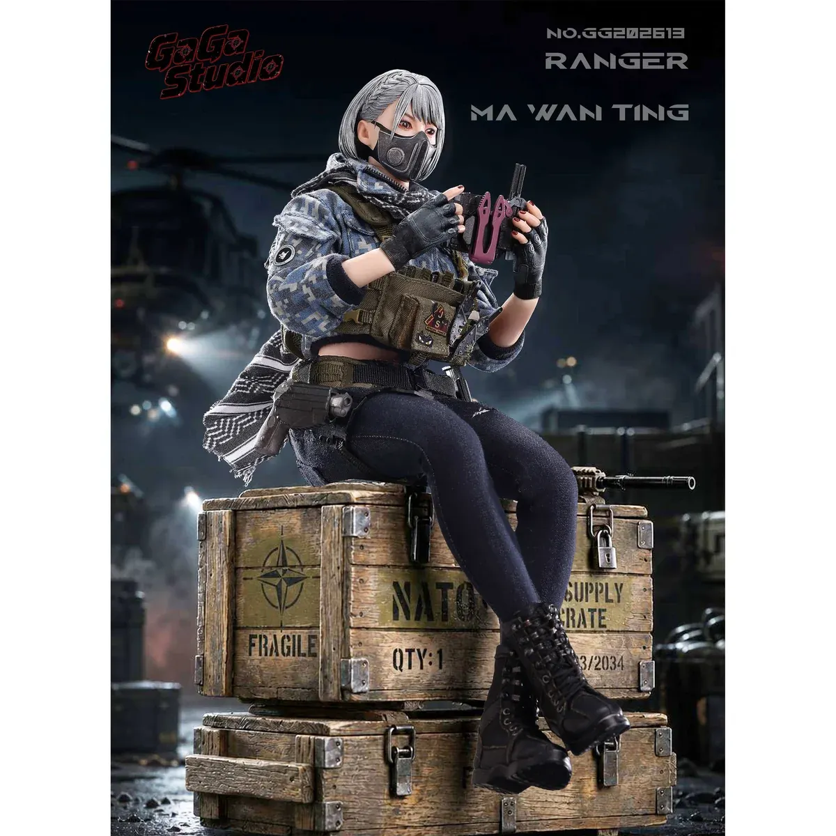 "1/6 GaGa Studio Ma Wan Ting Ranger action figure gallery: hyper-realistic articulation, extensive tactical weaponry, and gritty lifelike details."