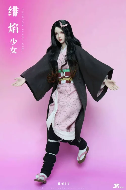 "Premium 1/6 JKtoys Studio Kamado Nezuko action figure, capturing her iconic Demon Slayer look with movable eyes, rooted hair, and full articulation."