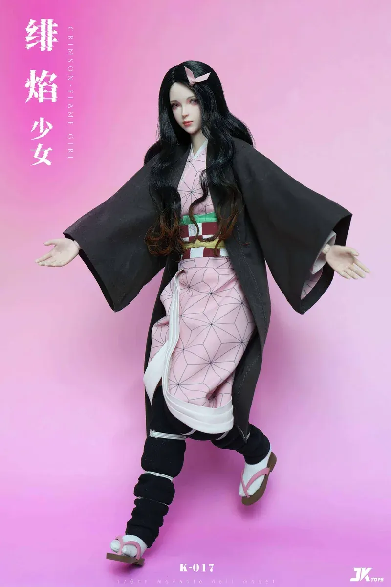 "Premium 1/6 JKtoys Studio Kamado Nezuko action figure, capturing her iconic Demon Slayer look with movable eyes, rooted hair, and full articulation."