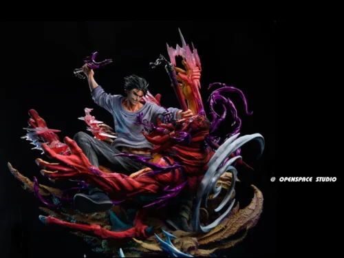 "Dynamic 1/6 scale limited edition Jujutsu Kaisen Toji Fushiguro vs Dagon statue, showcasing an intense battle scene with intricate details."
