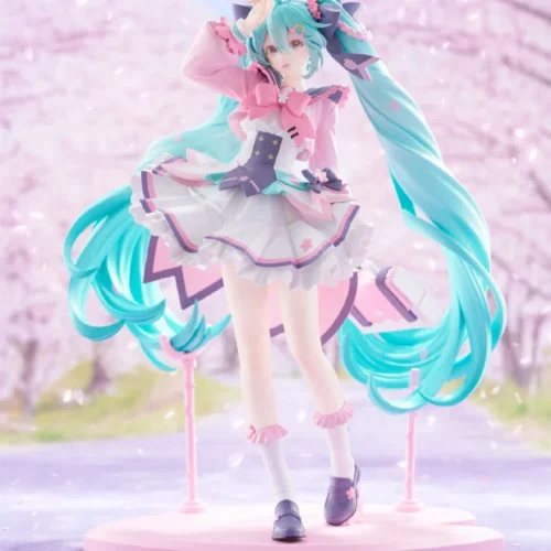 "Dynamic Hatsune Miku New Semester Vocaloid statue by SEGA S-FIRE, showcasing her vibrant sailor fuku, musical notes, and premium sculpt."