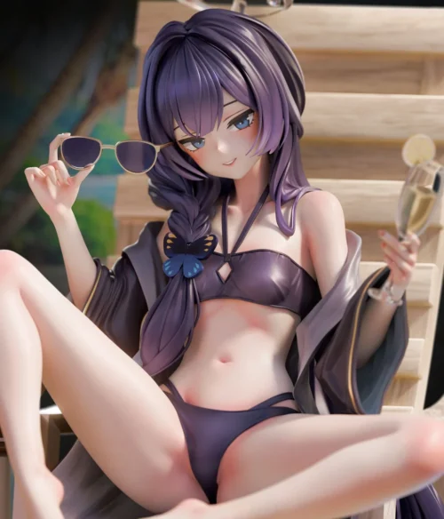 "Premium Blue Archive Misaki Ryūka swimsuit resin figure by MIYIN Studio, showcasing dynamic pose and intricate sculpted details from all angles."