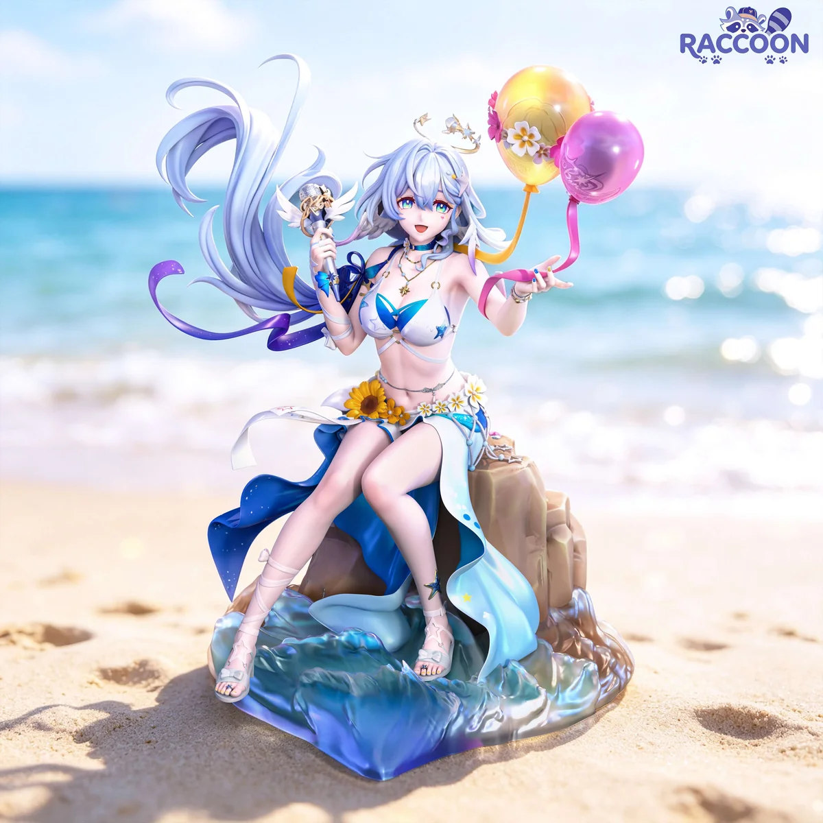 "Limited-edition 1/6 Qing Ge Niao Honkai: Star Rail resin statue. Ethereal character, dynamic pose, whimsical balloon, and intricate premium detail."