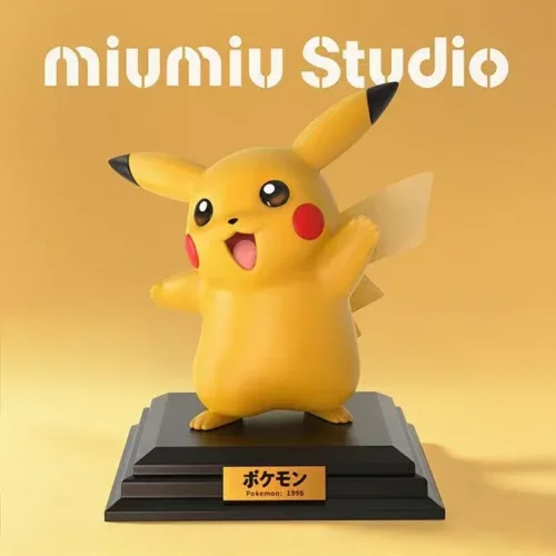 "Premium 1/10 limited edition Pikachu 30th Anniversary retro anime figure, dynamically posed with electrifying, nostalgic energy."