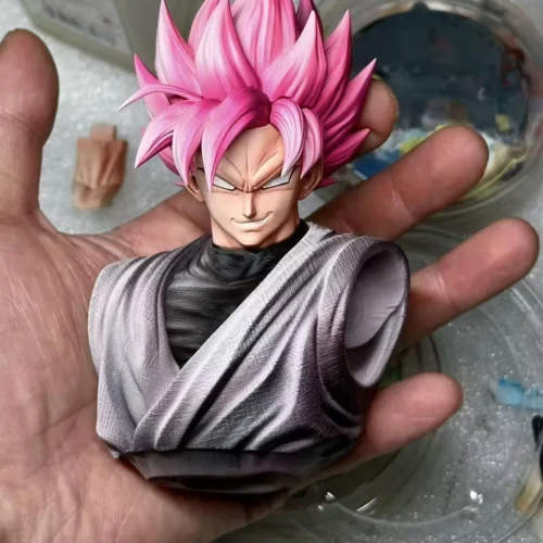 "Limited 1/6 Dragon Ball Rosé Goku Black LED resin statue. Powerful throne, dark aesthetic, dynamic Super Saiyan Rosé aura details."