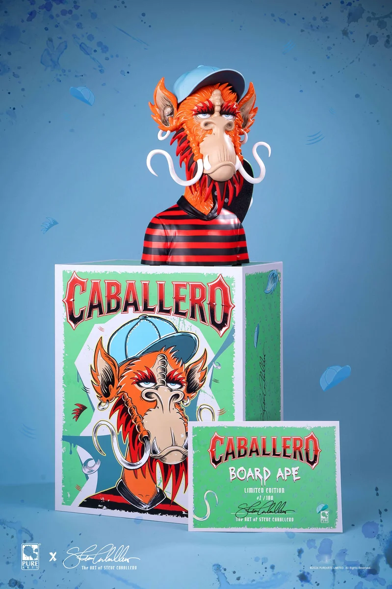 "PureArts Steve Caballero Dragon Claw polystone statue. Globally limited edition masterpiece, showcasing intricate dark fantasy dragon and skateboard."