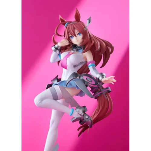 "Dynamic Mejiro Bourbon Uma Musume Pretty Derby GSC figure displayed from multiple angles, revealing her elegant racing pose and meticulously sculpted."