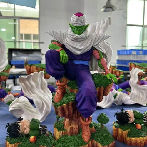 "Close-up views of the premium Piccolo Dragon Ball Figure by Sunny Studio, showcasing detailed sculpts of his iconic meditation pose and intense."