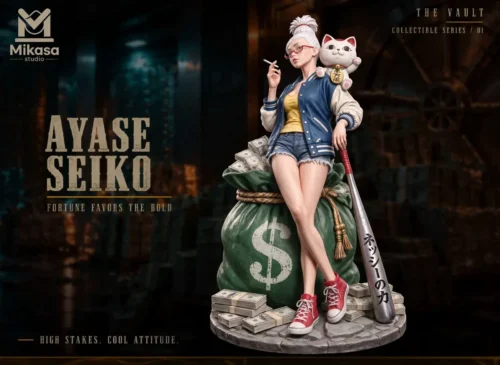 "Dynamic limited edition 1/6 Ayase Seiko Maneki-Neko Dandadan resin statue, featuring Ayase atop a charming lucky cat."