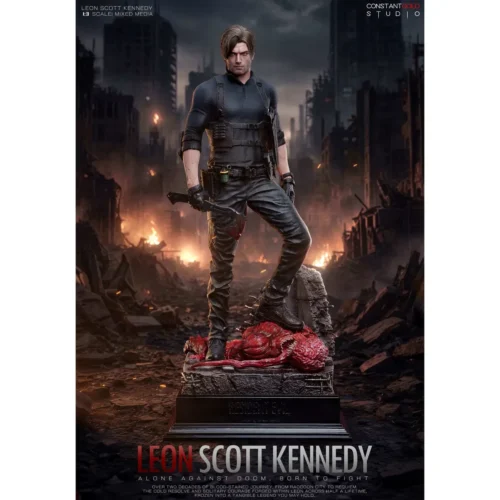 "ConstantGold Studio's ultra-realistic 1/3 scale Leon S. Kennedy Resident Evil statue. Dynamic, battle-worn in Licker-infested Raccoon City ruins."
