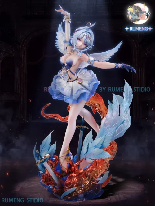 "Exquisite 1/6 scale premium resin Genshin Odette statue, embodying ethereal balletic elegance with flowing water and delicate swan-inspired design."
