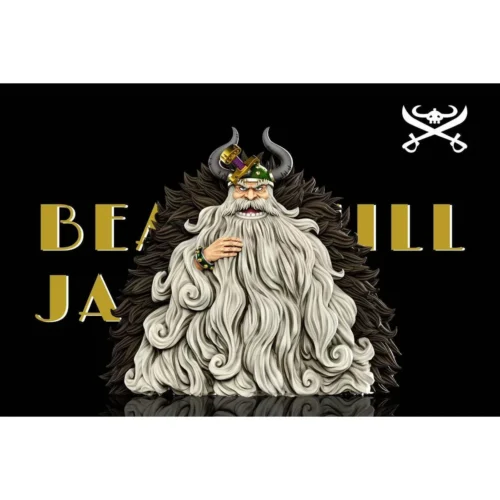 Massive 28cm limited edition One Piece Jarul figure showing the Norse giant with an enormous white beard, horned helmet, and dark fur mantle.
