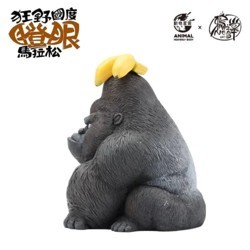 "GoKong Wild Kingdom stylized gorilla king statue, showcasing its intense comical stare, regal crown, and intricate details from various angles."