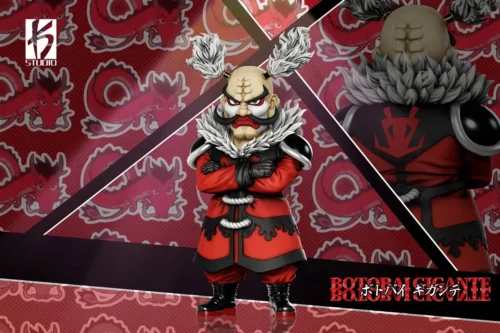 Detailed WCF-scale Botobai Gigante figure from Hunter x Hunter by KS Studio, shown in a bold red Zodiac robe with twin topknots and stern mustache.