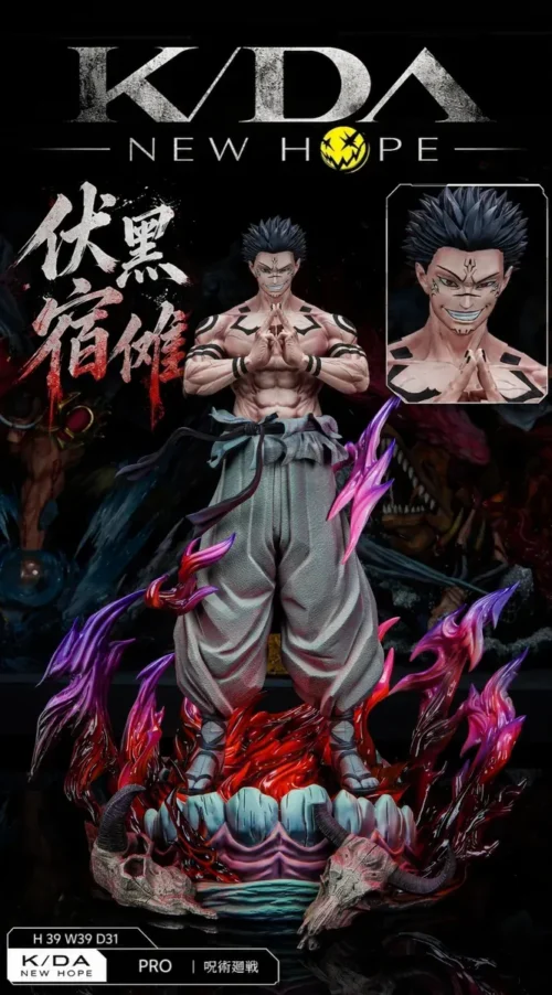 "Limited edition Ryomen Sukuna Jujutsu Kaisen statue by KD/A New Hope Studio, showcasing its dynamic pose and intricate dark fantasy details."
