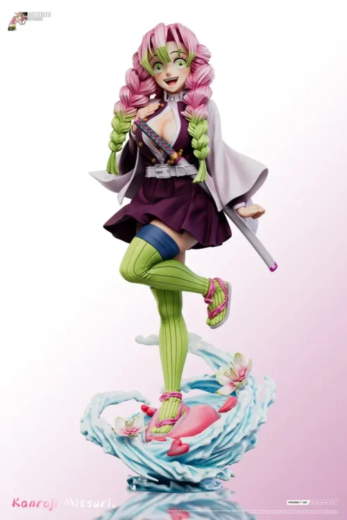 "Exclusive limited 1/6 Mitsuri Kanroji Demon Slayer resin statue. Features vibrant dynamic pose, intricate details, and dual head sculpts."