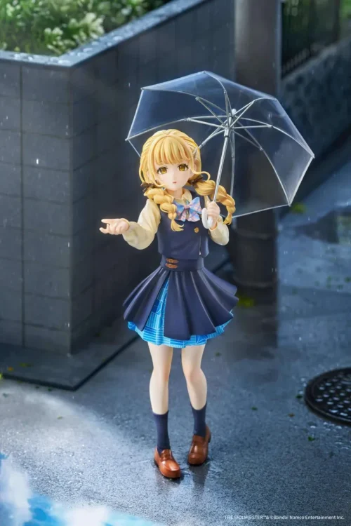 "Official Idolmaster Fujita Kotone "Iris After Rain" 1/7 scale statue, dynamically posed in her vibrant school uniform, capturing the elegant."