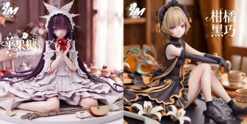 "Limited edition 1/6 Genshin Impact Apple Candy Girl & Orange Dark Chocolate Puppet statues. Exquisitely detailed ICEMOUSE Studio collectibles."