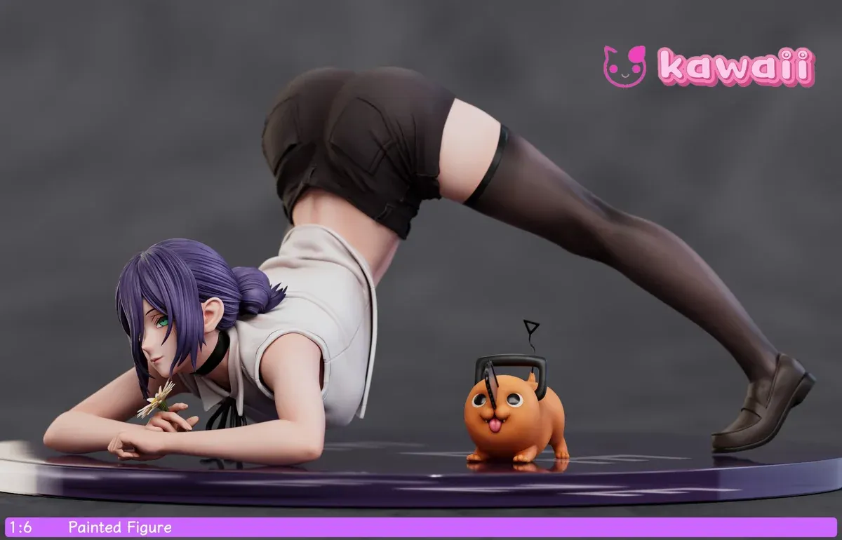 Dynamic 1/6 Reze Jack-O Pose Chainsaw Man statue by Kawaii Studio. Alluring figure with Pochita, showcasing vibrant details from all sides.