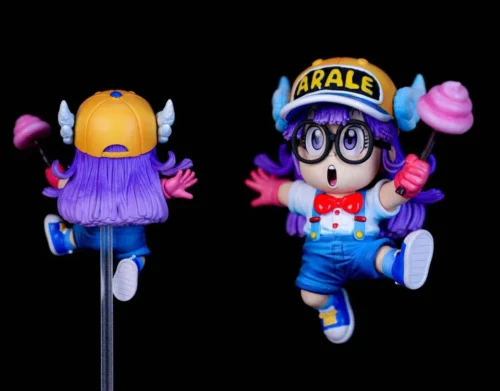"Energetic, limited edition LeaGue Studio WCF Jumping Arale figure from Dr. Slump, capturing her iconic pose with vibrant colors."