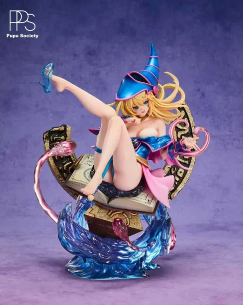 "Limited Edition Dark Magician Girl Yu-Gi-Oh! resin statue by Pupu Society PPS Studio. High-detail sculpt and dynamic magic shown from various angles."