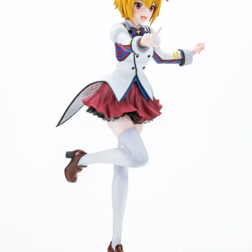 Ibuki Tsubasa figure strikes a playful mid-dance pose on a butterfly-print base, showcasing her white blazer and crimson pleated skirt.