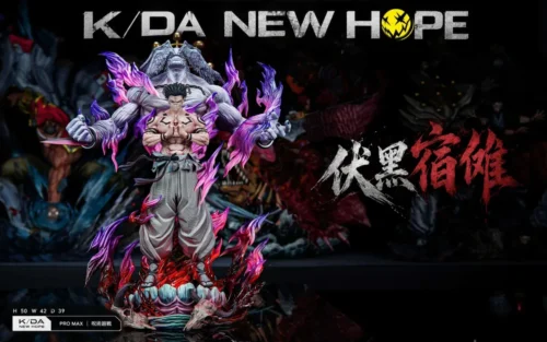 "Limited edition Ryomen Sukuna Jujutsu Kaisen statue, a dynamic and intense dark fantasy sculpt showcasing intricate details and a powerful."