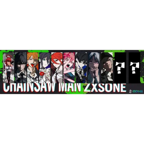 Chainsaw Man Z.Studio gallery banner featuring the 8cm crimson-haired Makima figure with halo and crow among character portraits.