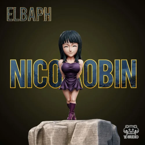 "Premium YZ Studio Nico Robin One Piece statue vibrantly captures her iconic Elbaf Arc reunion, showcasing dynamic detail and a significant character."