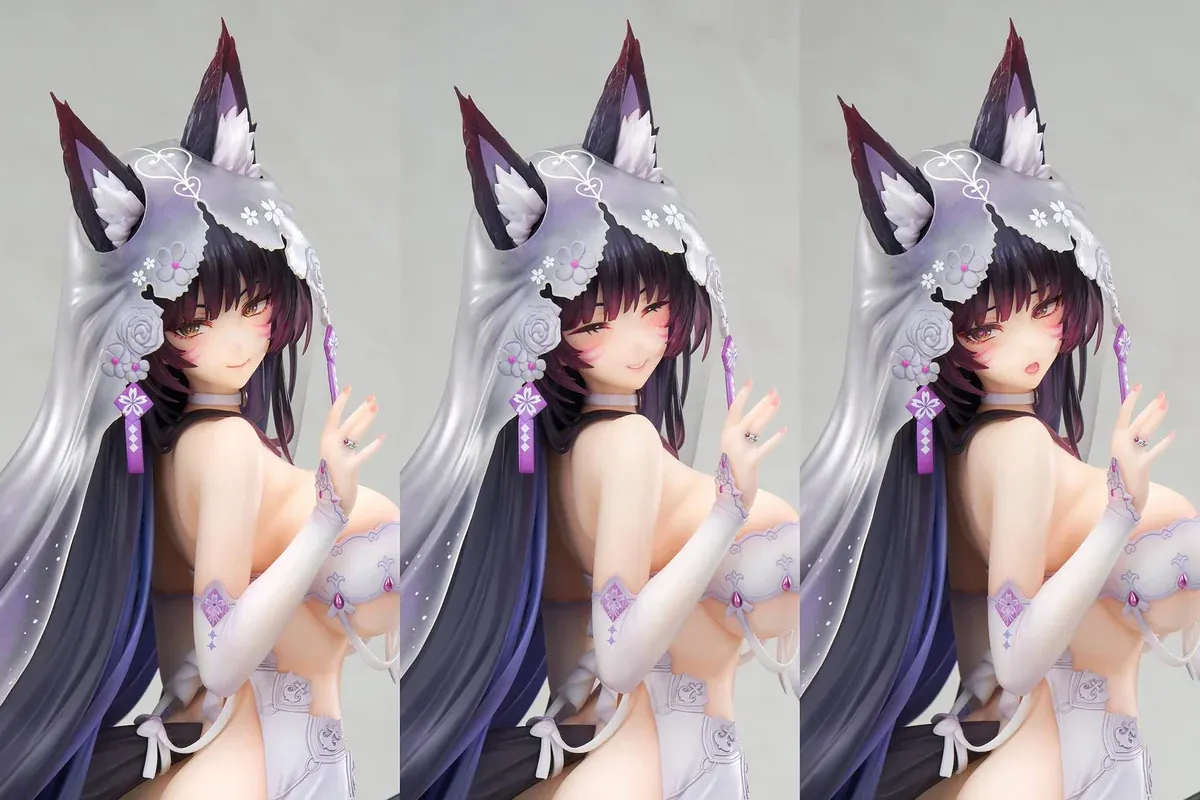 "Premium acrylic display case with integrated LED lighting, elegantly illuminating the official 1/7 Azur Lane Kroos Wisteria Heart statue."