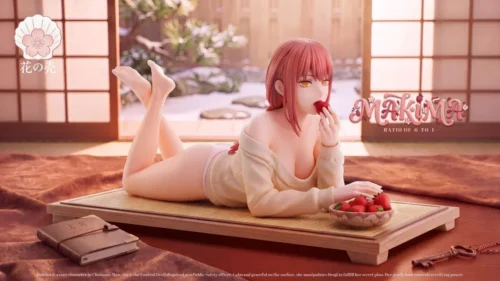 "Premium 1/6 Strawberry Makima resin statue, an ultra-limited Chainsaw Man figure. Features seductive design, exquisite strawberry details."