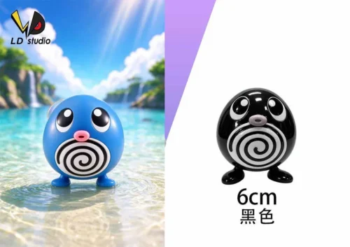 "Exclusive handcrafted LD Studio 1/10 Poliwag Pokémon resin statue, playfully posed in a serene aquatic scene, a limited edition collectible figure."