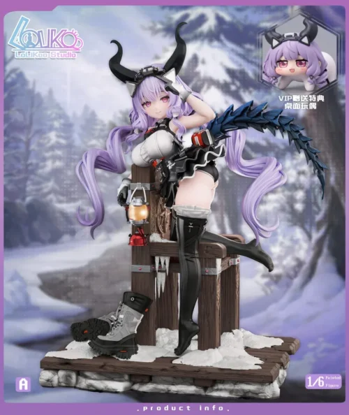 "Dynamic Arknights Typhon 1/6 scale resin statue by Lolikoo Studio, showcasing intricate details and powerful pose from multiple angles."