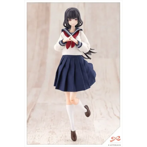 Yakushiji Kuon figure in a real cloth navy sailor uniform, long black hair and soft fabric skirt, a poseable Kotobukiya model kit.