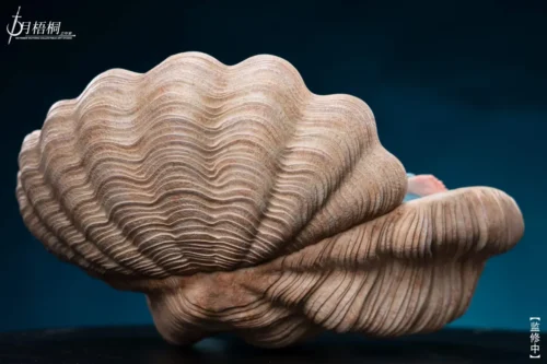 "Exquisite 1/6 Clam Girl Haishe original resin statue by October Wutong Studio, showcasing intricate sculpted details and various angles.“