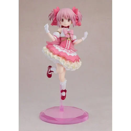 "Premium Aniplex Studio Madoka Kaname statue from Puella Magi Madoka Magica: Rebellion, capturing her iconic dynamic magical girl pose with ethereal."
