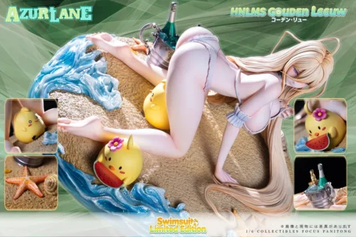 "Captivating Azur Lane Golden Lion 1/6 scale limited edition swimsuit figure showcasing dynamic pose and intricate details, a premium collector's item."