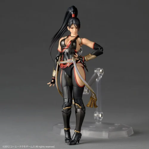 "Dynamic main display of the ultimate poseable Ninja Gaiden Momiji figure by Kaiyodo Studio, showcasing her fierce warrior aesthetic."