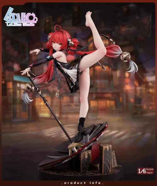 "Exclusive 1/6 Wuthering Waves Suoming resin statue by Lolikoo Studio, showcasing dynamic pose and intricate sculpted details from various angles."